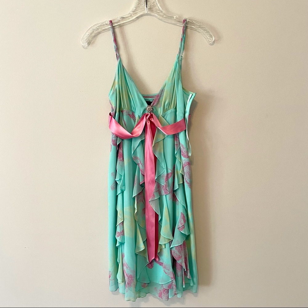 BCBGMAXAZRIA Silk Aqua Cocktail Dress